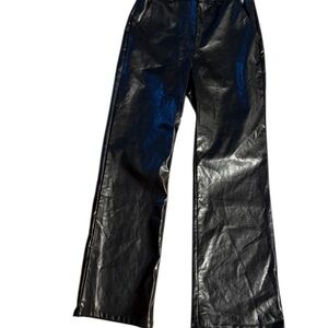 EN SAISON Faux-Leather Flare-Leg Pants High Waist Black Size Small NWT